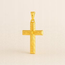 PIĘKNY POZŁACANY MĘSKI Z KRZYŻYK STAL CHIRURGICZNEJ, KRZYŻ Z JEZUSEM 18K
