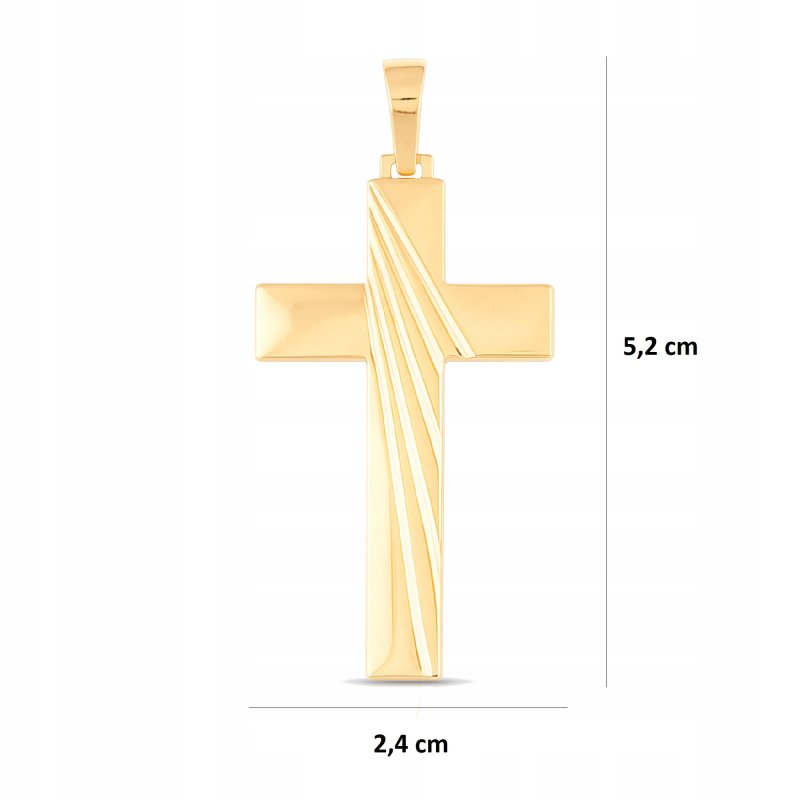 DUŻY POZŁACANY MĘSKI KRZYŻ, KRZYŻYK KLASYCZNY ZE STALI CHIRURGICZNEJ 18K