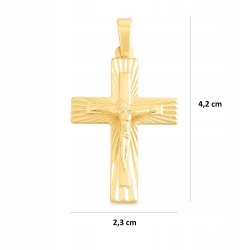 DUŻY POZŁACANY MĘSKI KRZYŻYK ZE STALI CHIRURGICZNEJ, KRZYŻ Z JEZUSEM 18K