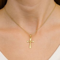 POZŁACANY MĘSKI KRZYŻYK ZE STALI CHIRURGICZNEJ, NA ŁAŃCUSZEK, ZŁOTY 18K