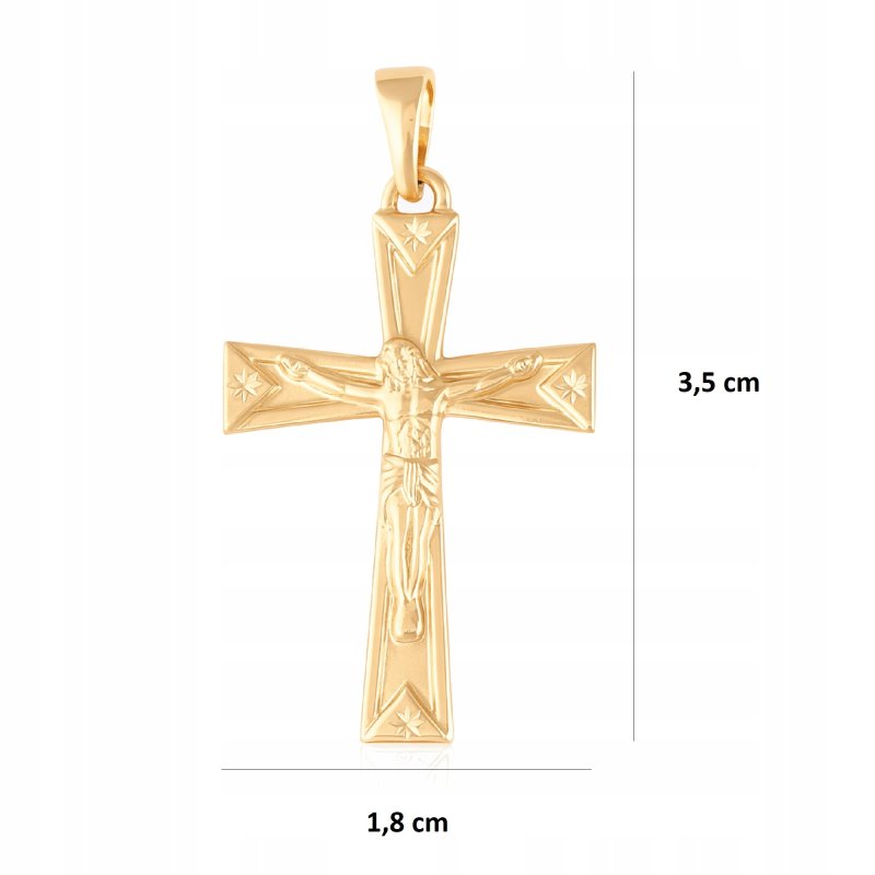 POZŁACANY MĘSKI KRZYŻYK ZE STALI CHIRURGICZNEJ, NA ŁAŃCUSZEK, ZŁOTY 18K
