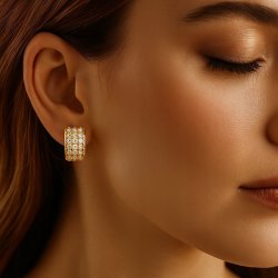 GRUBE POZŁACANE KOLCZYKI STAL CHIRURGICZNA KOŁA KÓŁKA Z CYRKONIAMI 1,8 CM