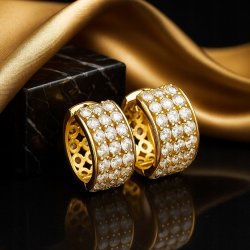 GRUBE POZŁACANE KOLCZYKI STAL CHIRURGICZNA KOŁA KÓŁKA Z CYRKONIAMI 1,8 CM