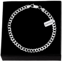 SREBRNA BRANSOLETA MĘSKA DIAMENTOWANA 20cm/6mm PANCERKA SREBRO 925 + GRAWER