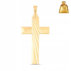 DUŻY POZŁACANY DAMSKI KRZYŻ, KRZYŻYK KLASYCZNY ZE STALI CHIRURGICZNEJ 18K