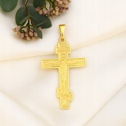 POZŁACANY KRZYŻYK DAMSKI PRAWOSŁAWNY ZE STALI CHIRURGICZNEJ 18K PREZENT