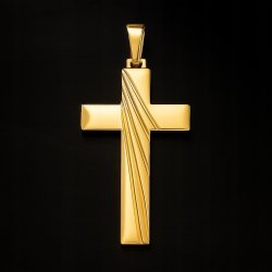 DUŻY POZŁACANY DAMSKI KRZYŻ, KRZYŻYK KLASYCZNY ZE STALI CHIRURGICZNEJ 18K