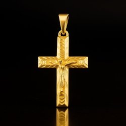 PIĘKNY POZŁACANY DAMSKI Z KRZYŻYK STAL CHIRURGICZNEJ, KRZYŻ Z JEZUSEM 18K