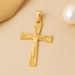 POZŁACANY DAMSKI KRZYŻYK ZE STALI CHIRURGICZNEJ, NA ŁAŃCUSZEK, ZŁOTY 18K