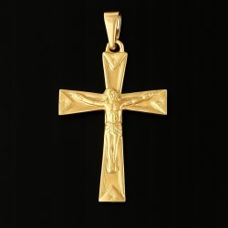POZŁACANY DAMSKI KRZYŻYK ZE STALI CHIRURGICZNEJ, NA ŁAŃCUSZEK, ZŁOTY 18K