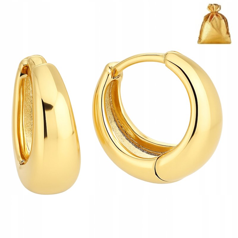 KOLCZYKI ZŁOTA KÓŁKA ZE STALI CHIRURGICZNEJ POZŁACANE DELIKATNE 1,5 CM 18K