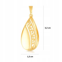 ZŁOTA ZAWIESZKA ZE STALI CHIRURGICZNEJ WZÓR GRECKI ELEGANCKA DUŻA POZŁACANA