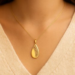 ZŁOTA ZAWIESZKA ZE STALI CHIRURGICZNEJ WZÓR GRECKI ELEGANCKA DUŻA POZŁACANA