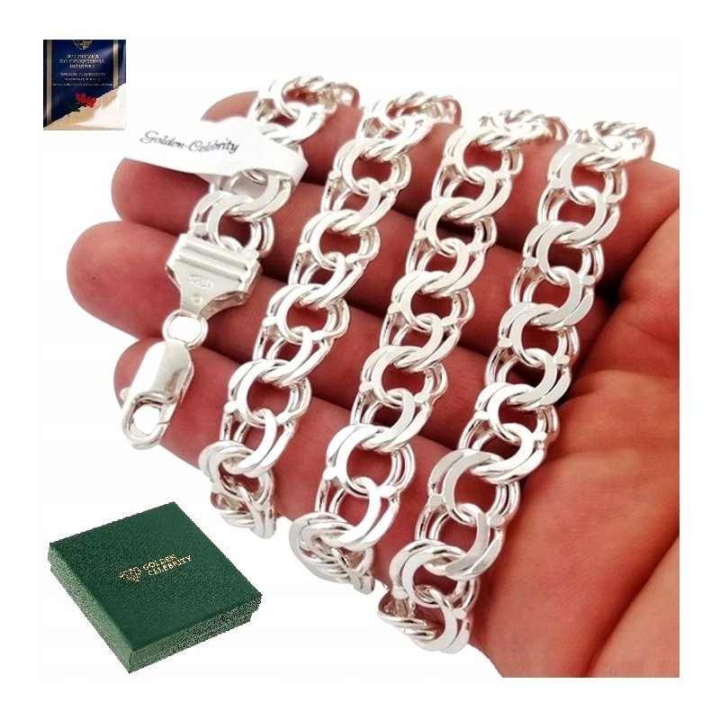 GRUBY SREBRNY ŁAŃCUSZEK NASZYJNIK MĘSKI GARIBALDI SREBRO PRÓBA 925 11 MM