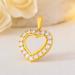 ZŁOTA ZAWIESZKA DAMSKA ZE STALI CHIRURGICZNEJ PIĘKNE SERCE Z CYRKONIAMI 18K