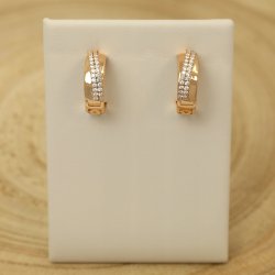 DAMSKIE ZŁOTE KOLCZYKI KÓŁKA Z CYRKONIAMI 1,8 CM STAL CHIRURGICZNA PREZENT