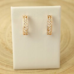 ELEGANCKIE ZŁOTE KOLCZYKI Z CYRKONIAMI WISZĄCE ANGIELSKIE ZAPIĘCIE STAL 18K