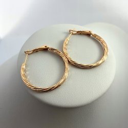 ELEGANCKIE ZŁOTE KOLCZYKI ZE STALI CHIRURGICZNEJ 18K OKRĄGŁE DUŻE PREZENT
