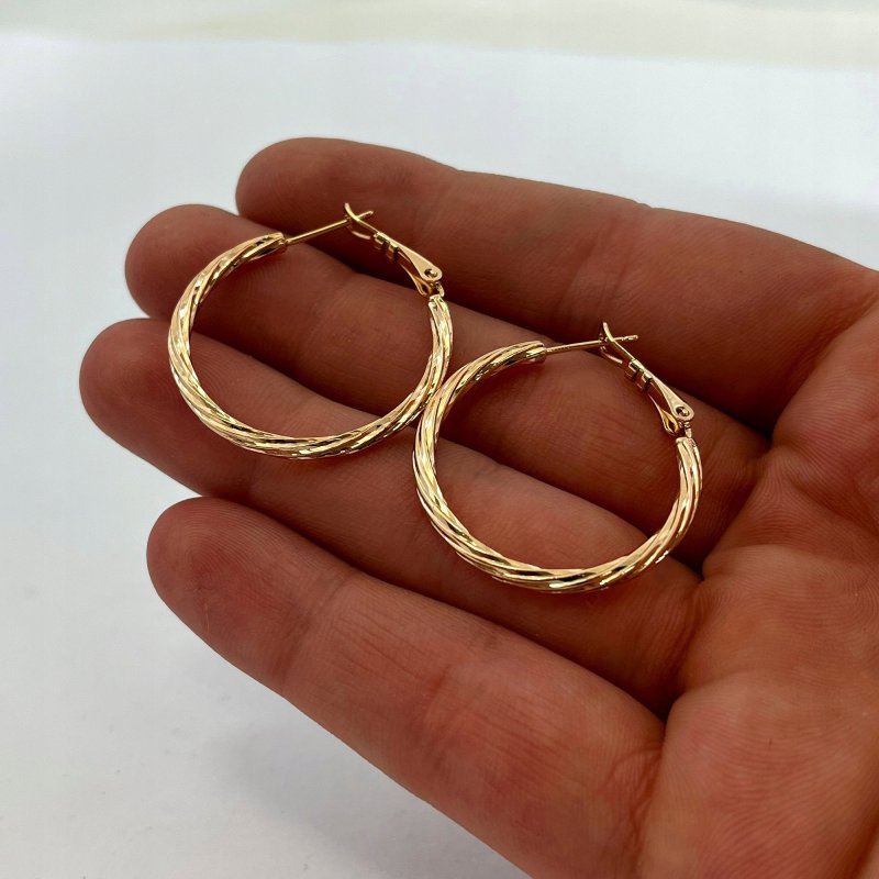 ELEGANCKIE ZŁOTE KOLCZYKI ZE STALI CHIRURGICZNEJ 18K OKRĄGŁE DUŻE PREZENT