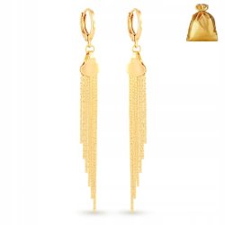 ZŁOTE KOLCZYKI DAMSKIE STAL CHIRURGICZNA DUŻE / WISZĄCE CHWOSTY 7,4 CM 18K