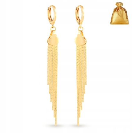 ZŁOTE KOLCZYKI DAMSKIE STAL CHIRURGICZNA DUŻE / WISZĄCE CHWOSTY 7,4 CM 18K