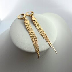 ZŁOTE KOLCZYKI DAMSKIE STAL CHIRURGICZNA DUŻE / WISZĄCE CHWOSTY 7,4 CM 18K