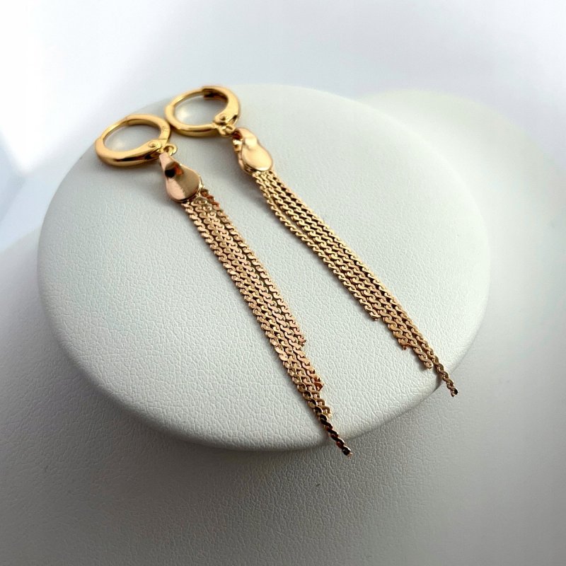 ZŁOTE KOLCZYKI DAMSKIE STAL CHIRURGICZNA DUŻE / WISZĄCE CHWOSTY 7,4 CM 18K