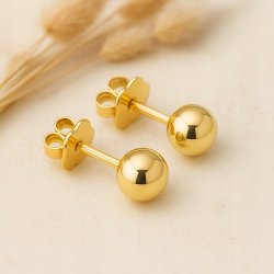 KOLCZYKI POZŁACANE ZE STALI CHIRURGICZNEJ KULKI, KULECZKI 4 MM WKRĘTKI