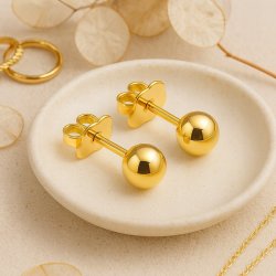 KOLCZYKI POZŁACANE ZE STALI CHIRURGICZNEJ KULKI, KULECZKI 4 MM WKRĘTKI