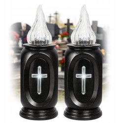 WKŁADY DO ZNICZY NA GRÓB CMENTARZ LED DUŻA ŚWIECA NA BATERIE LAMPIONY 17CM