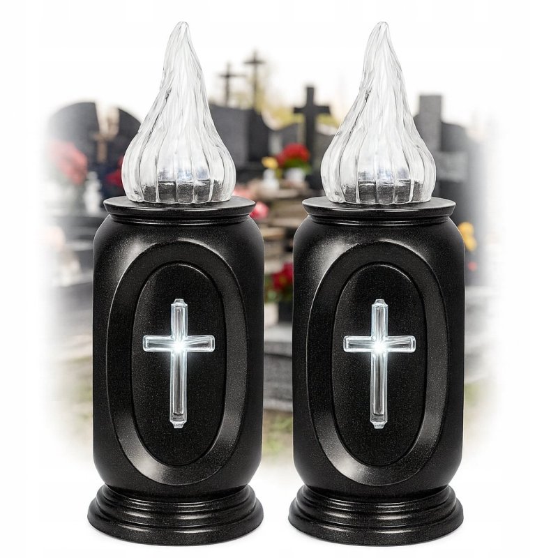 WKŁADY DO ZNICZY NA GRÓB CMENTARZ LED DUŻA ŚWIECA NA BATERIE LAMPIONY 17CM