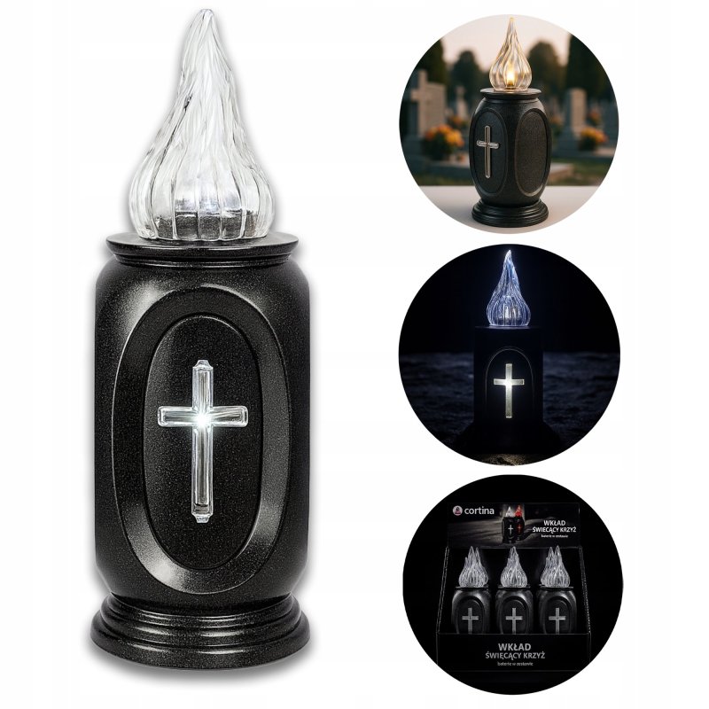 WKŁADY DO ZNICZY NA GRÓB CMENTARZ LED DUŻA ŚWIECA NA BATERIE LAMPIONY 17CM