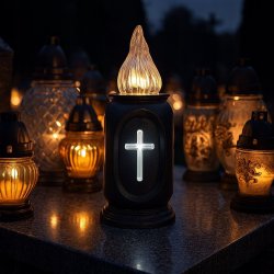 WKŁADY DO ZNICZY NA GRÓB CMENTARZ LED DUŻA ŚWIECA NA BATERIE LAMPIONY 17CM