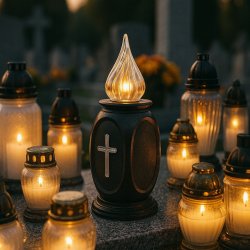 WKŁADY DO ZNICZY NA GRÓB CMENTARZ LED DUŻA ŚWIECA NA BATERIE LAMPIONY 17CM