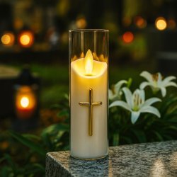 ZNICZ NA GRÓB CMENTARZ LED NOWOCZESNY NA WSZYSTKICH ŚWIĘTYCH, NA BATERIE