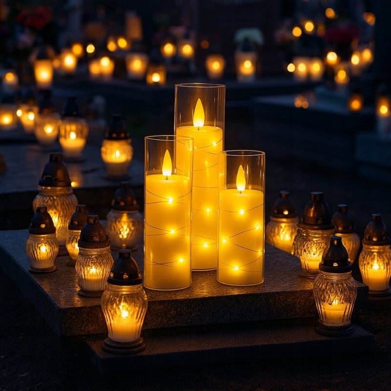ŚWIECZKA LED, ZNICZ ELEKTRYCZNY WKŁAD DO ZNICZY W OBUDOWIE Z PŁOMIENIEM LED