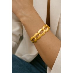 SZEROKA BRANSOLETKA DAMSKA ZE STALI CHIRURGICZNEJ, OKAZAŁA, SZLIFOWANA 19cm