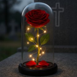 ZNICZ LED RÓŻA W SZKLE WKŁAD NA BATERIE DZIAŁA JAK SOLARNY NA CMENTARZ GRÓB