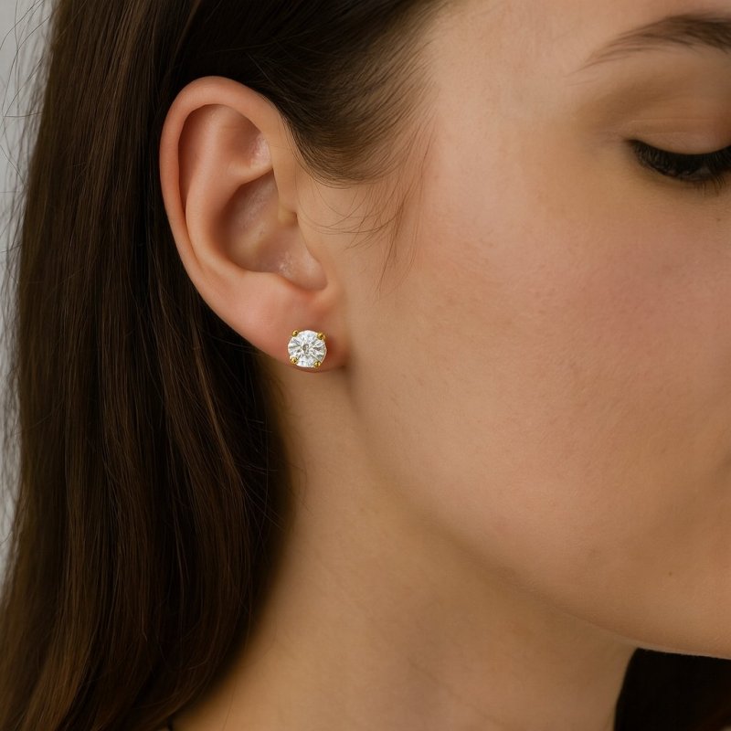 ZŁOTE KOLCZYKI WKRĘTKI SZTYFT BRYLANCIK 6MM STAL CHIRURGICZNA POZŁACANE 18K