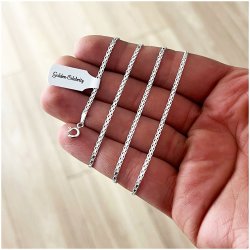 PIĘKNY SREBRNY ŁAŃCUSZEK DAMSKI BISMARK 925 2 MM PREZENT DLA NIEJ + GRAWER