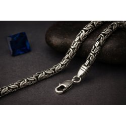 GRUBY SREBRNY OKSYDOWANY ŁAŃCUCH MĘSKI SPLOT KRÓLEWSKI 70 CM 4,5 MM PEŁNY