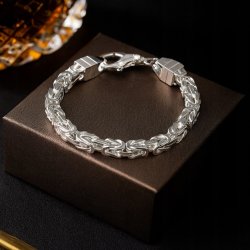 SREBRNA GRUBA BRANSOLETKA MĘSKA SPLOT KRÓLEWSKI 24 CM 5 MM PEŁNA PRÓBA 925