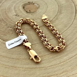 GRUBA MĘSKA ZŁOTA BRANSOLETA SPLOT GARIBALDI 8 MM STAL CHIRURGICZNA+GRATISY