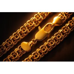 SZEROKI ŁAŃCUSZEK MĘSKI ZŁOTY ŁAŃCUCH GARIBALDI 10 MM 60 CM DIAMENTOWANY