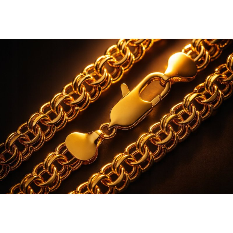 SZEROKI ŁAŃCUSZEK MĘSKI ZŁOTY ŁAŃCUCH GARIBALDI 10 MM 60 CM DIAMENTOWANY