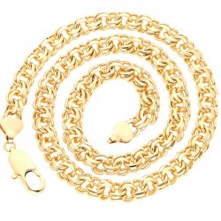 SZEROKI ŁAŃCUSZEK MĘSKI ZŁOTY ŁAŃCUCH GARIBALDI 10 MM 60 CM DIAMENTOWANY