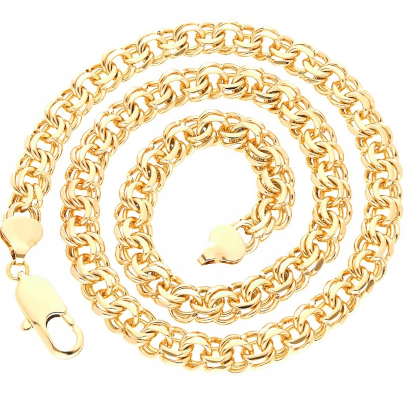 SZEROKI ŁAŃCUSZEK MĘSKI ZŁOTY ŁAŃCUCH GARIBALDI 10 MM 60 CM DIAMENTOWANY