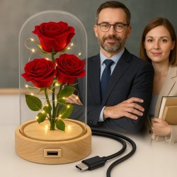 PREZENT DLA DZIEWCZYNY KOBIETY CÓRKI BABCI MAMY, RÓZA WIECZNA Z GRAWEREM