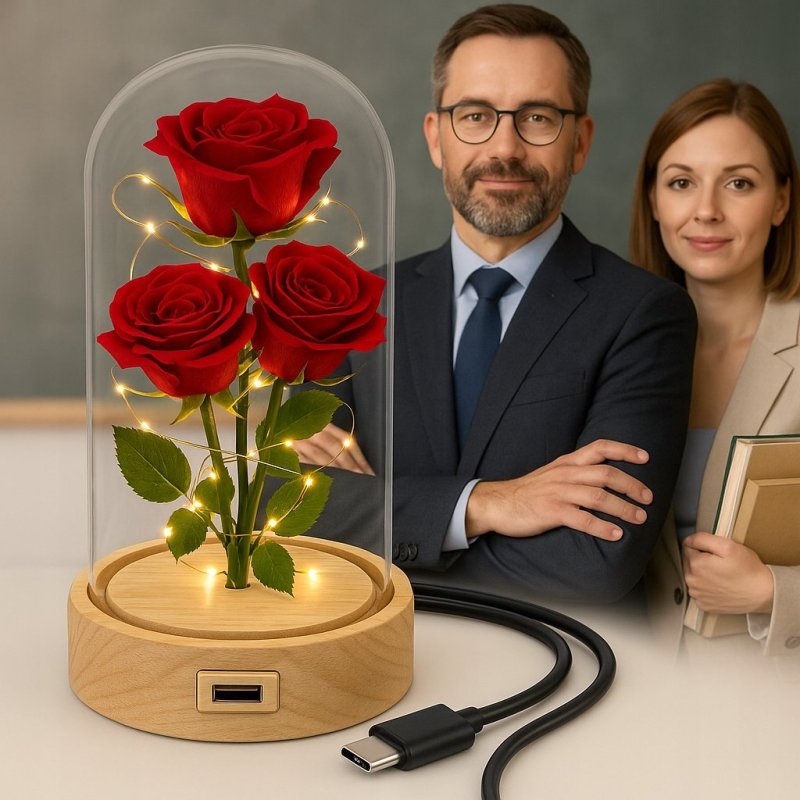 PREZENT DLA DZIEWCZYNY KOBIETY CÓRKI BABCI MAMY, RÓZA WIECZNA Z GRAWEREM