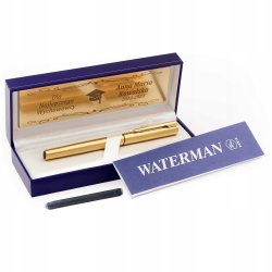 ZŁOTE PIÓRO WIECZNE WATERMAN 24K + PUDEŁKO Z GRAWEREM NA DZIEŃ NAUCZYCIELA
